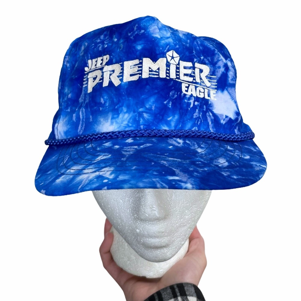 Vintage 90's Jeep Premier Eagle Zip back hat Tie Dye Otto Caps